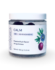 Jar of Botanica Calm gummies with CBD and ashwagandha in passionfruit flavor, 30-count
