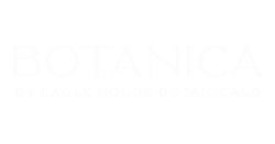 BOTANICA by Eagle House Botanicals logo in white on a black background
