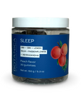 Jar of Botanica Sleep gummies with CBD and CBN in peach flavor, 30-count container